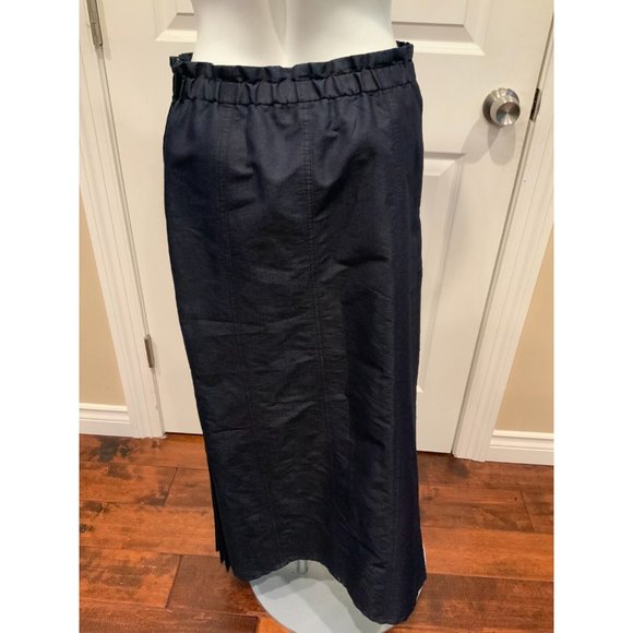 ZUCCA Blue Dark Wash Denim Full Length Pleated Skirt, Size Medium NWT! $485 - Picture 5 of 7